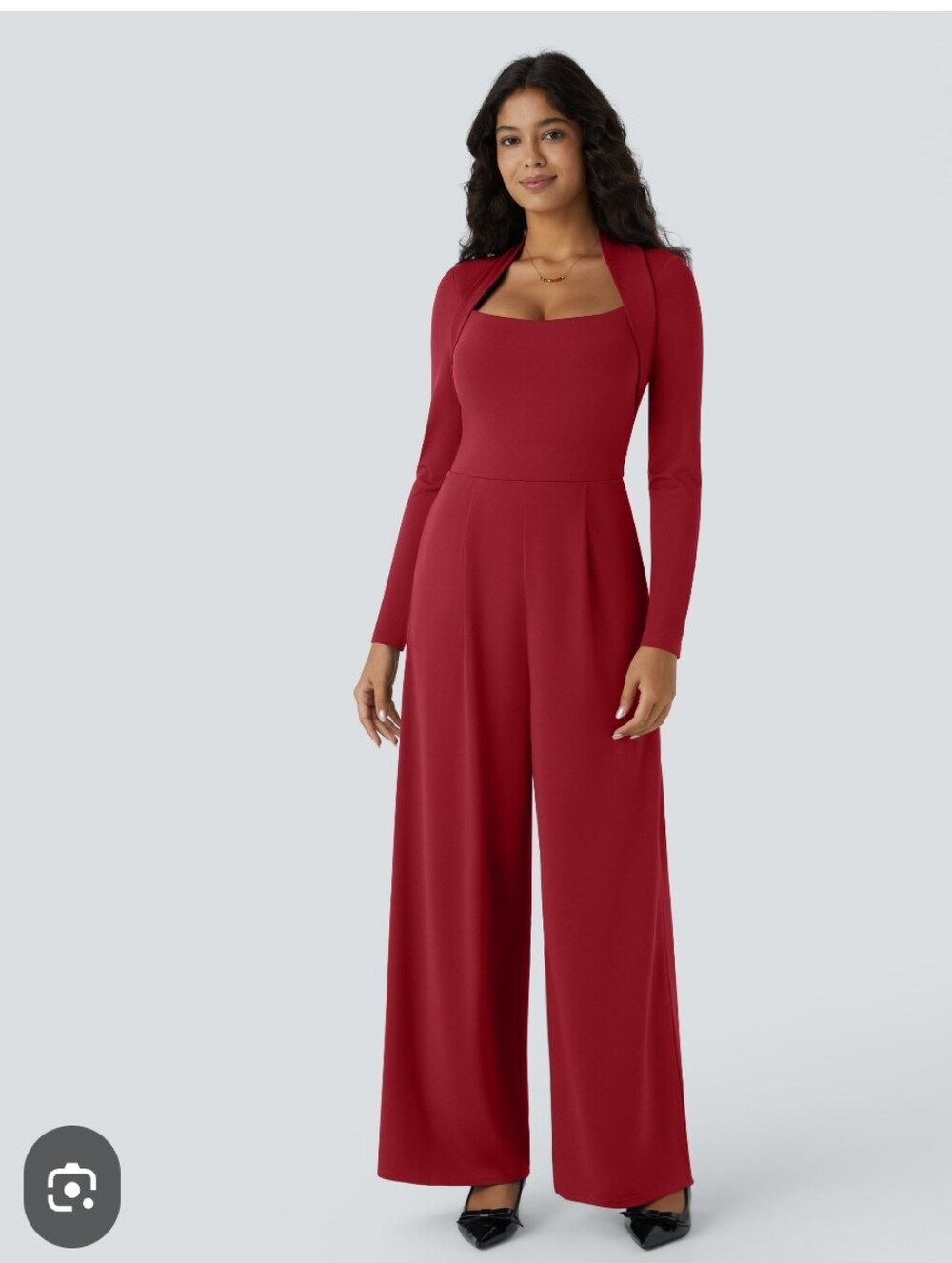 NWT Halara Red Long Sleeve Wide Leg Jumpsuit Size Large